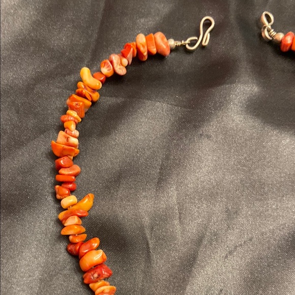 Coral and Silver Beaded Necklace - Picture 4 of 11